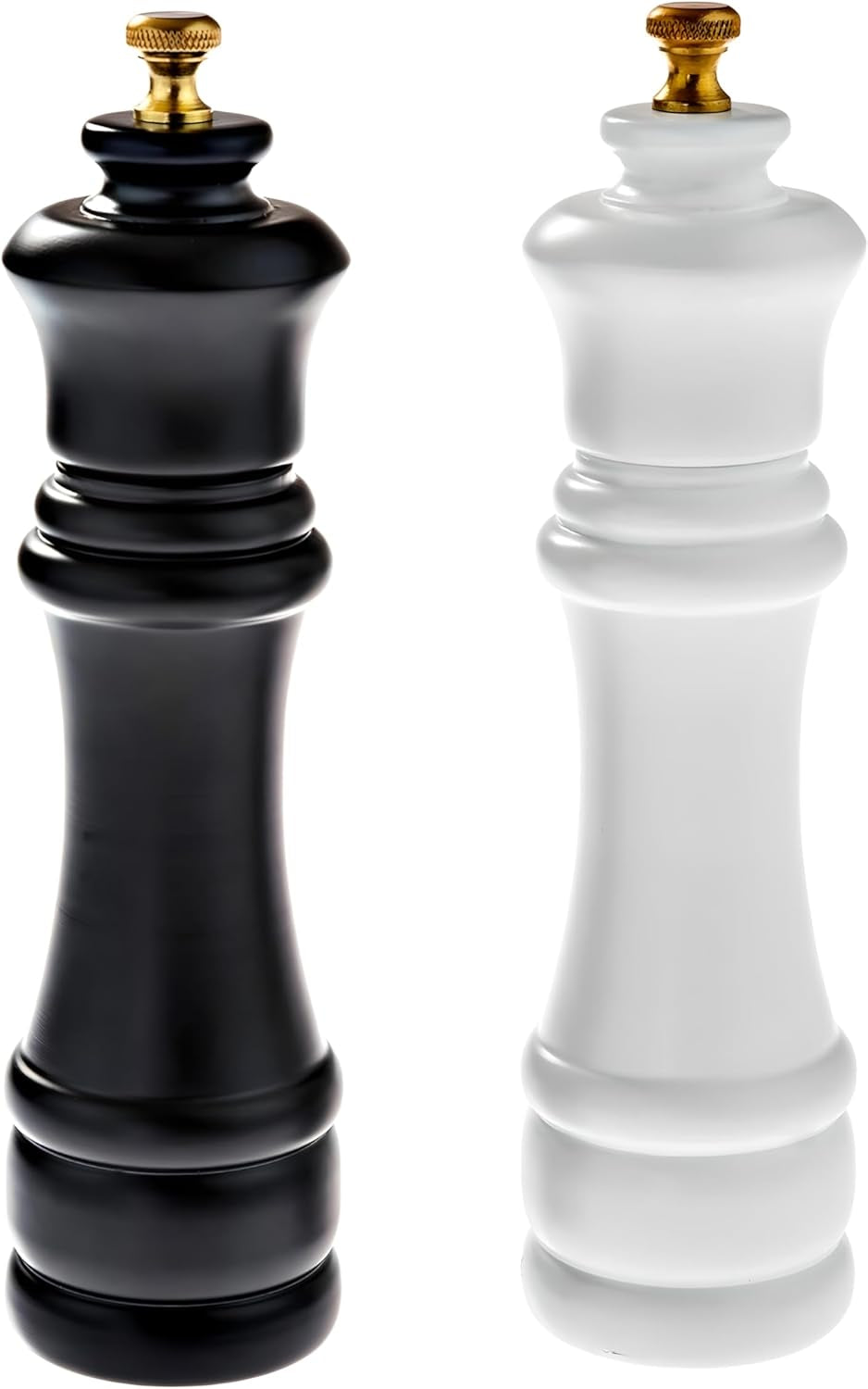 AAB Kitchen Premium Wooden Salt and Pepper Grinder Set (Pack of 2), 8 Inches, Refillable and Adjustable, Manual Salt and Pepper Mill, Ceramic Grinding Mechanism for Customized Coarseness.