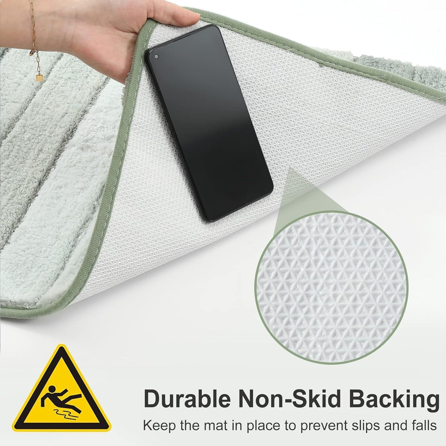 2 Piece Ombre Bathroom Rugs Set, Non Slip, Quick Drying, Ultra Soft and Water Absorbent Bath Carpet for Bedroom Floor Living Room,Machine Washable Green-17" X 47" plus 17" X 24"